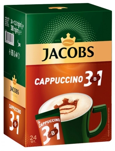 ხსნადი ყავა Jacobs Cappuccino, 24 ცალი