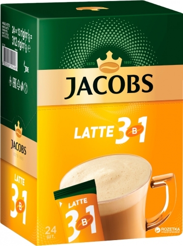 ხსნადი ყავა Jacobs Monarch Latte, 24 ცალი